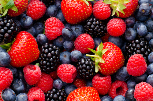 Blueberries and cherries