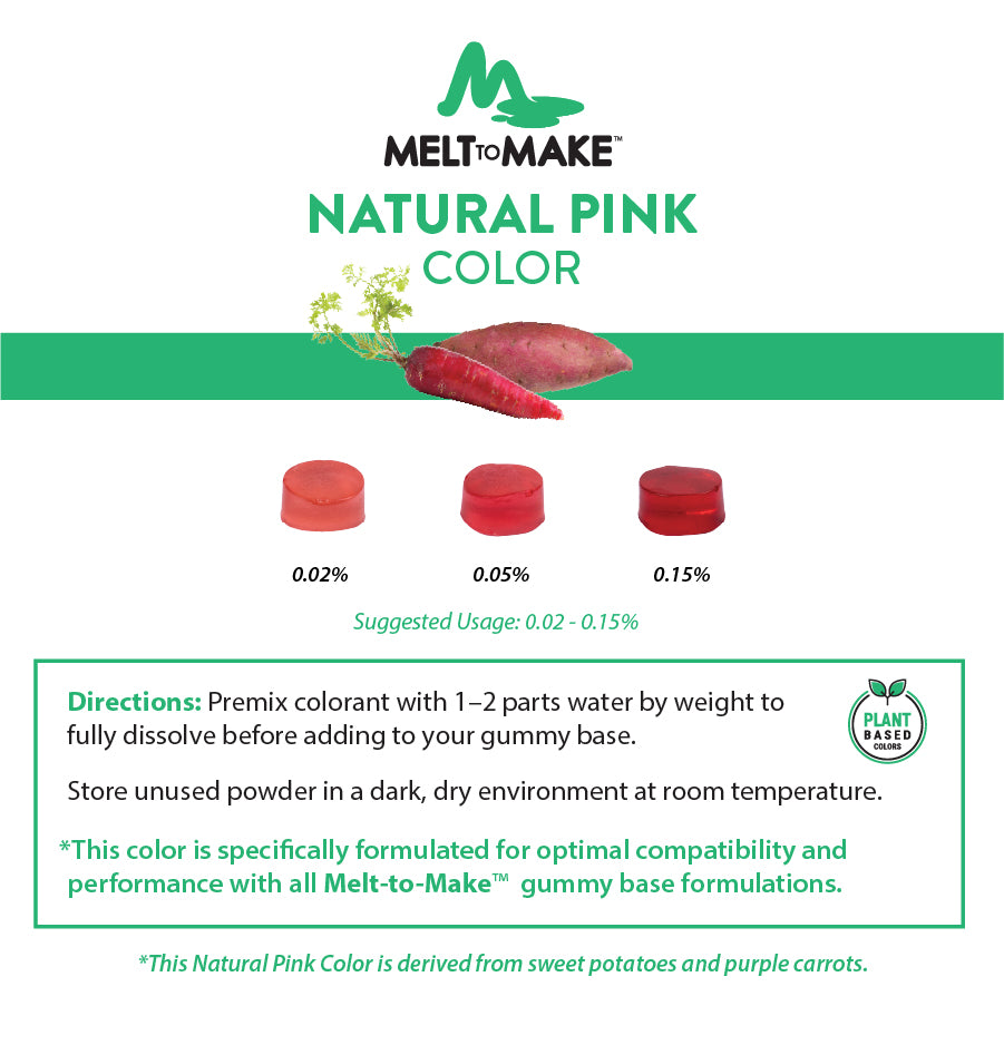 
                  
                    265 g (9.9oz) Melt-to-Make™ Natural Pink Color
                  
                